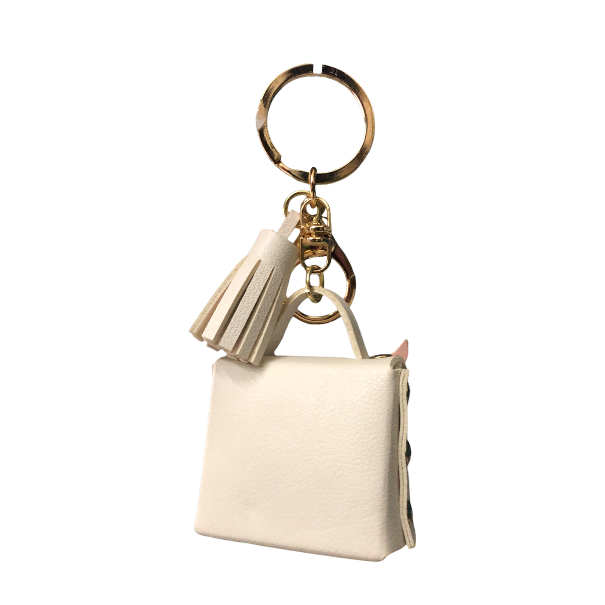 Foto 4 | Llavero De Bolsita Búho Flecos Pedrería Color Blanco