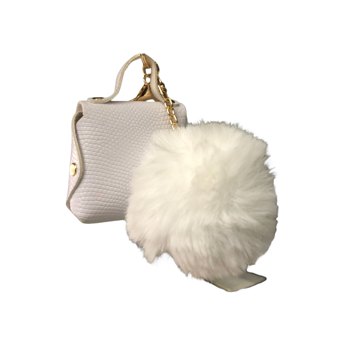 Foto 3 | Llavero Bolsita Con Pompón Efecto Serpiente Color Blanco