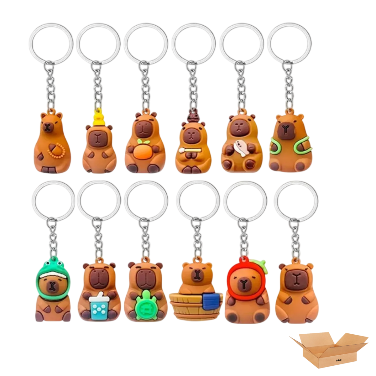 Llaveros de Capibara de PVC 12 Piezas