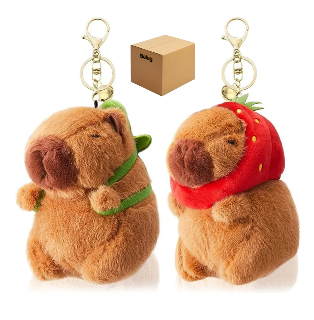 Llavero Capibara Peluche Belug, Cafe Rojo Y Verde