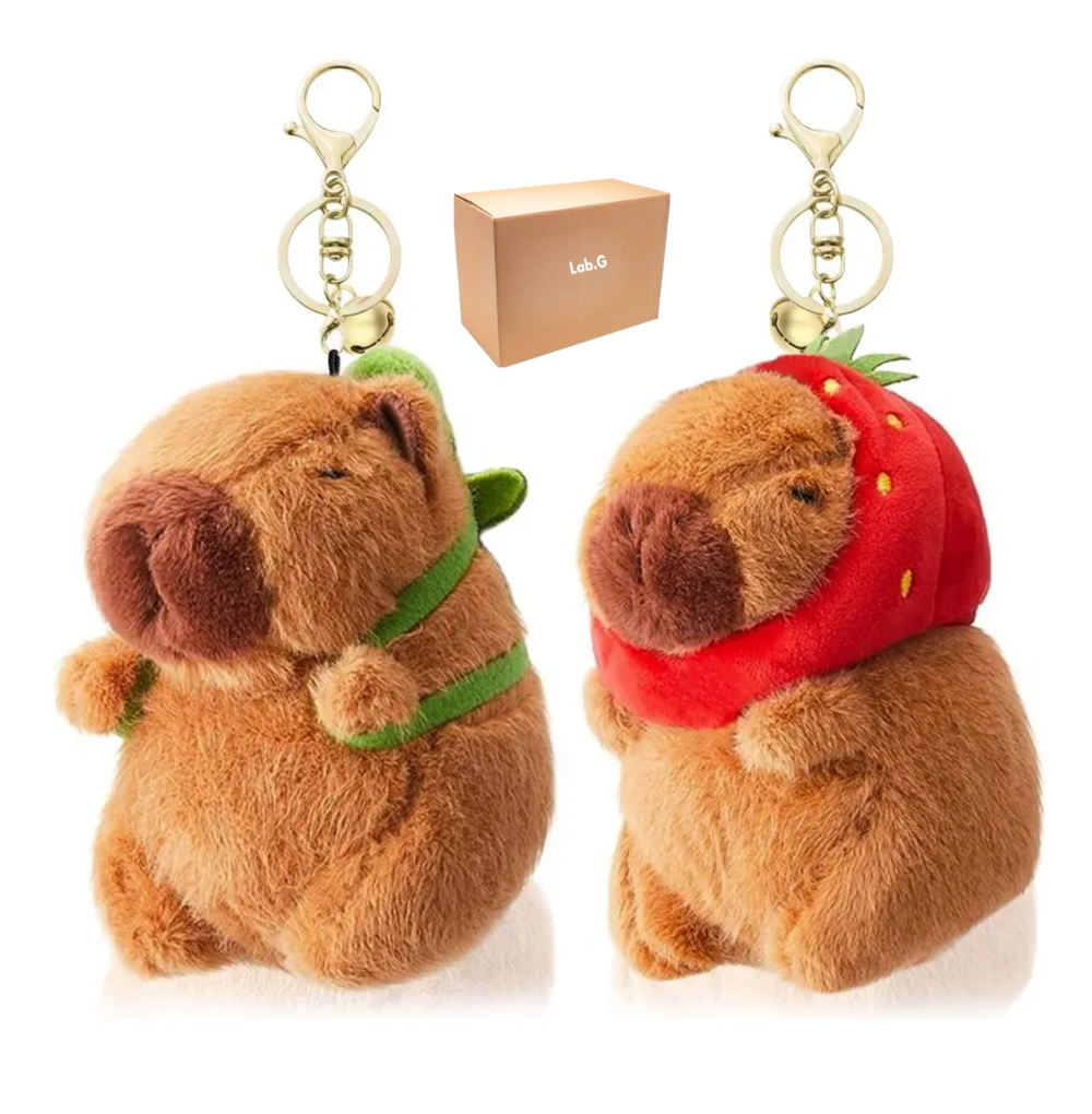 Llavero Capibara Peluche Lab.g, Cafe Rojo Y Verde