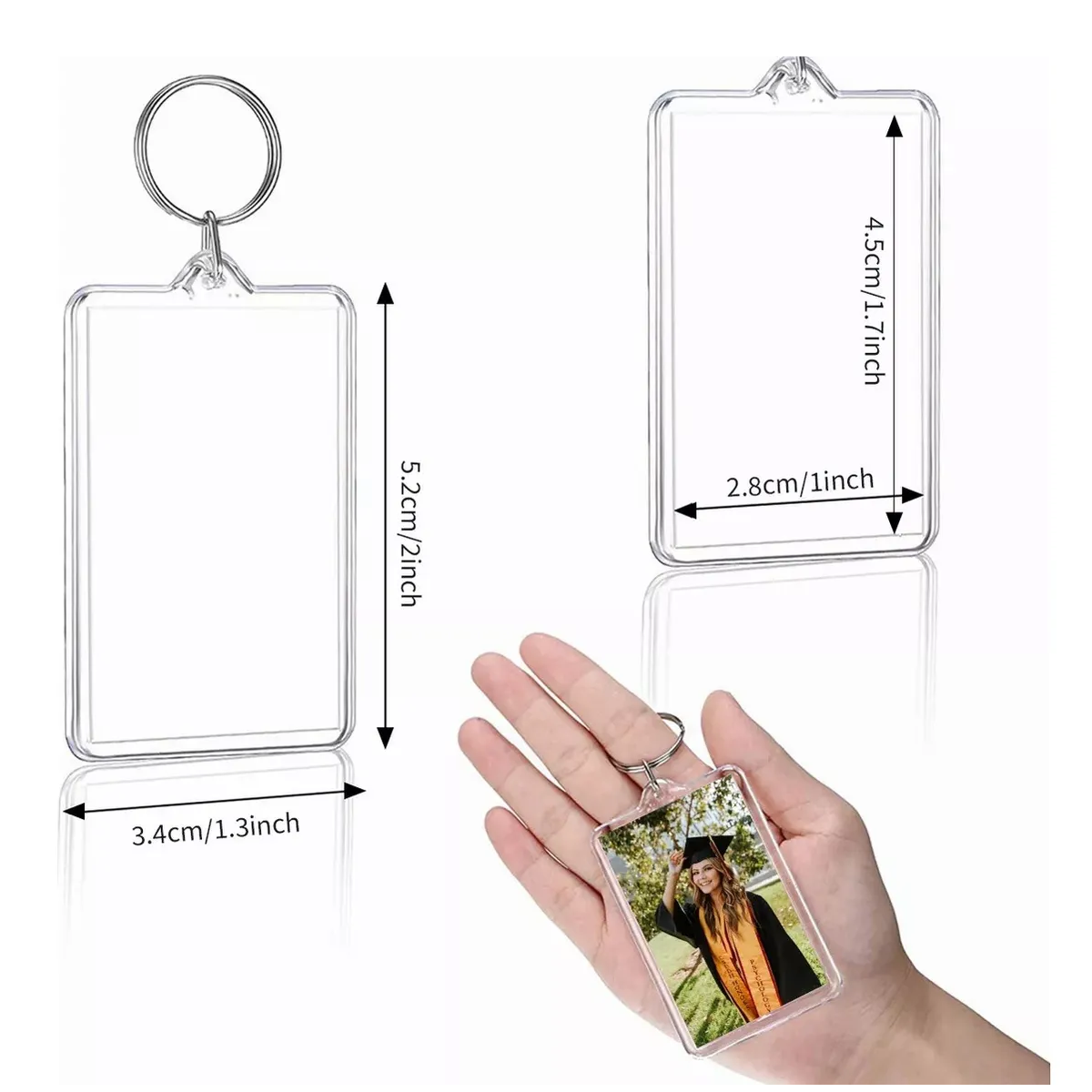 Foto 4 pulgar | Set 120 Pcs De Acrílico Llaveros De Fotos Eo Safe Imports Esi- 20018 Transparente