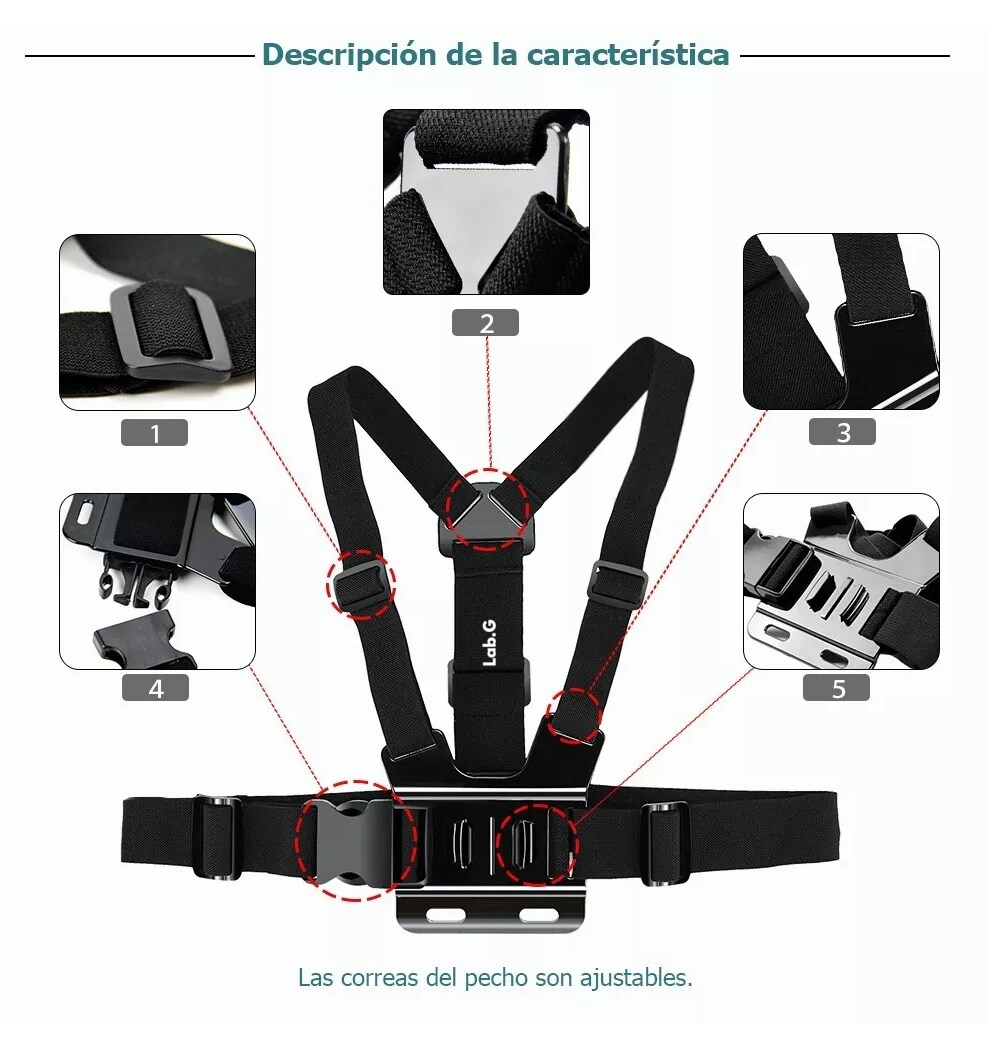 Foto 5 | Arnes Para Pecho Gopro Pecheran Lab.g Negro