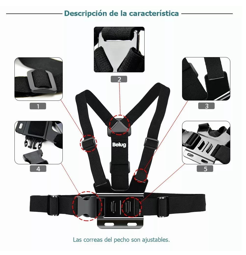 Foto 6 pulgar | Arnés Para Pecho Belug Gopro Pecheran Negro