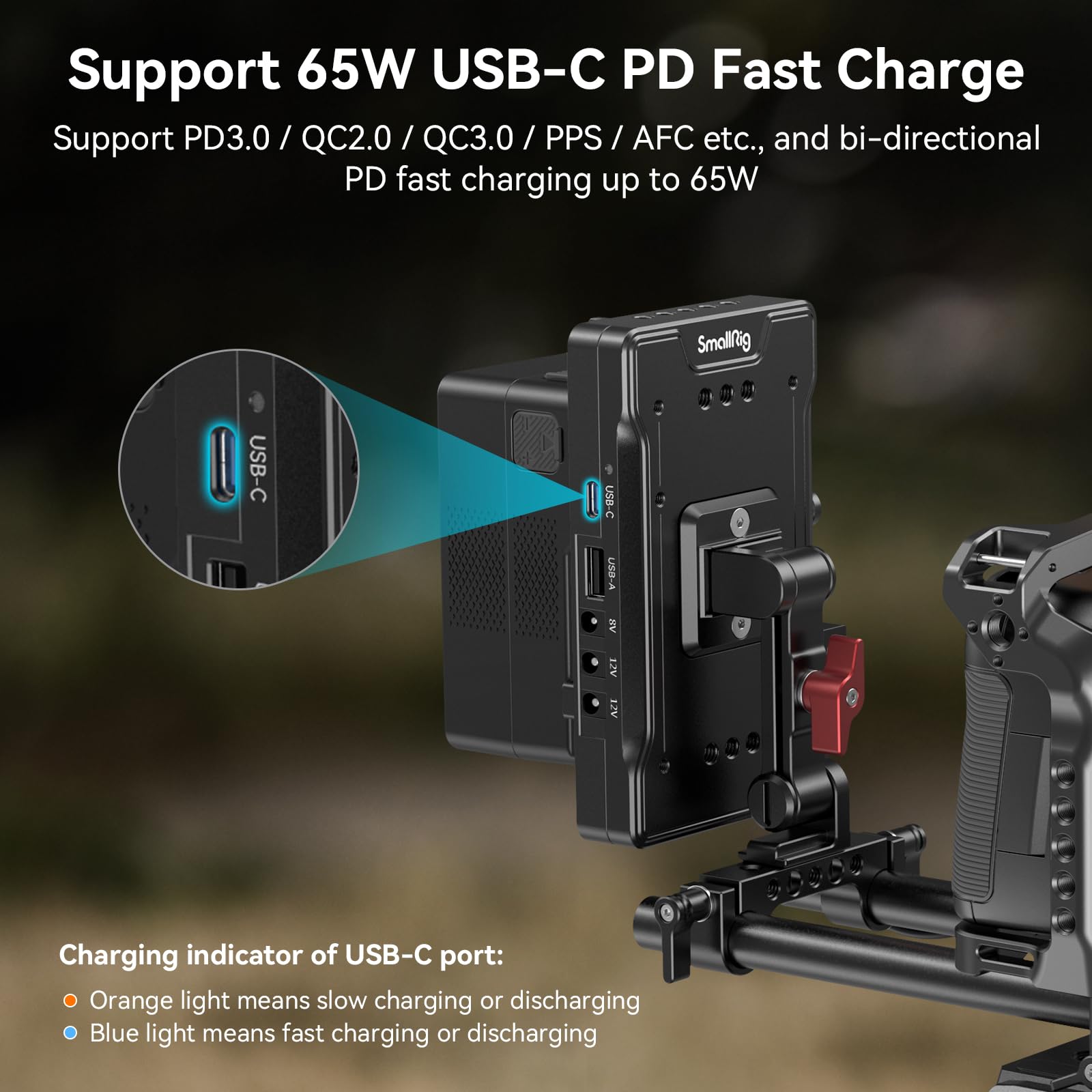 Foto 4 pulgar | Placa Adaptadora De Batería V Mount Con Cargador Usb-c Pd De 65 W Smallr - Venta Internacional.