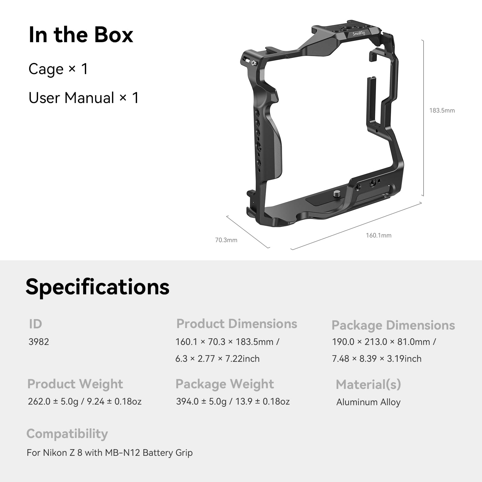 Foto 7 | Funda De Cámara Smallrig Para Nikon Z 8 Con Empuñadura De Batería Mb-n12 - Venta Internacional.