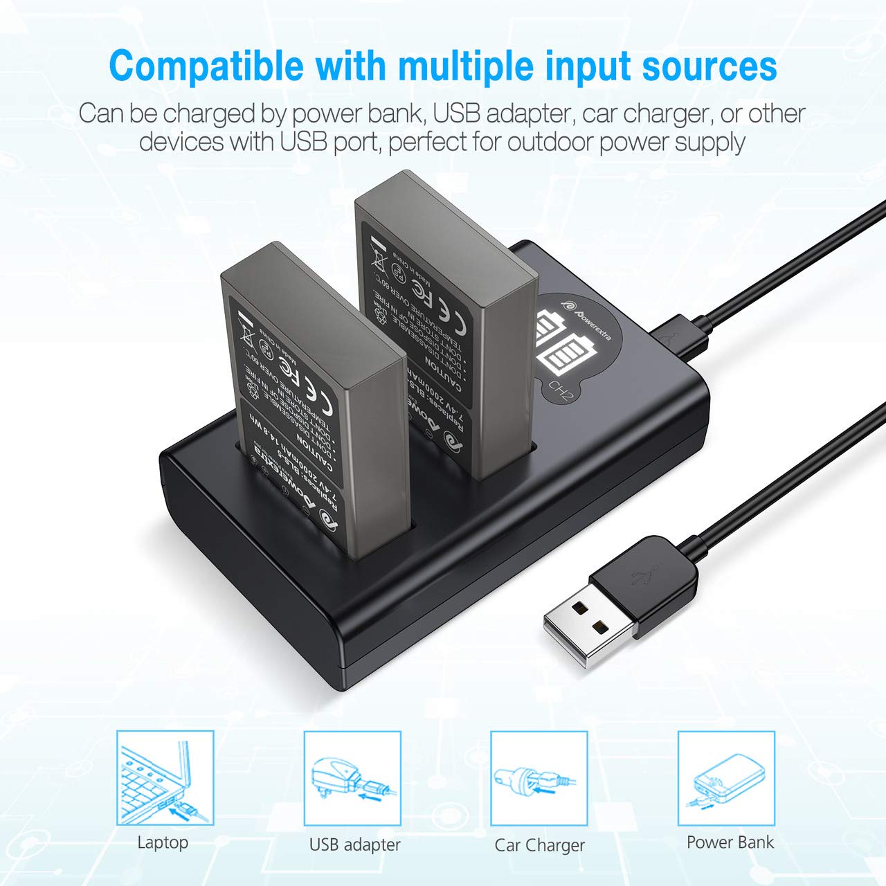 Foto 7 pulgar | Paquete De 2 Baterías Y Cargador Usb Dual Para Olympus Bls-5, Bls-50 - Venta Internacional.