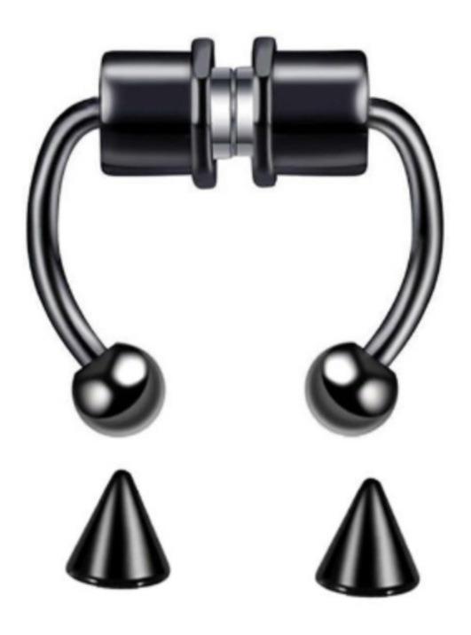 Foto 2 pulgar | Piercing Magnético Intercambiable color Negro para Nariz