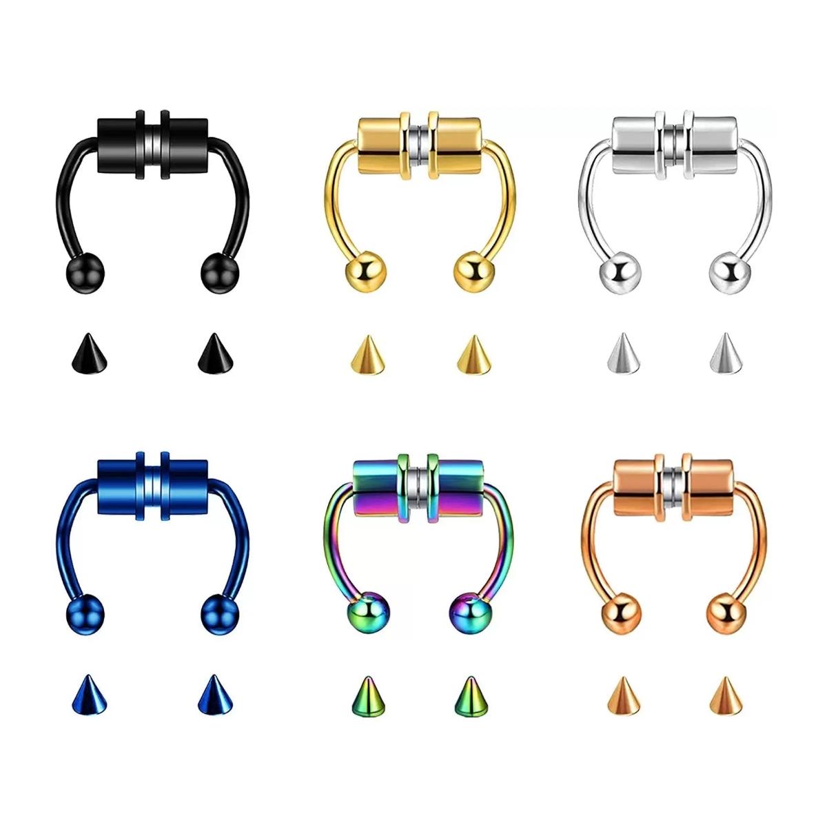 Foto 4 pulgar | Piercing Magnético Intercambiable color Negro para Nariz