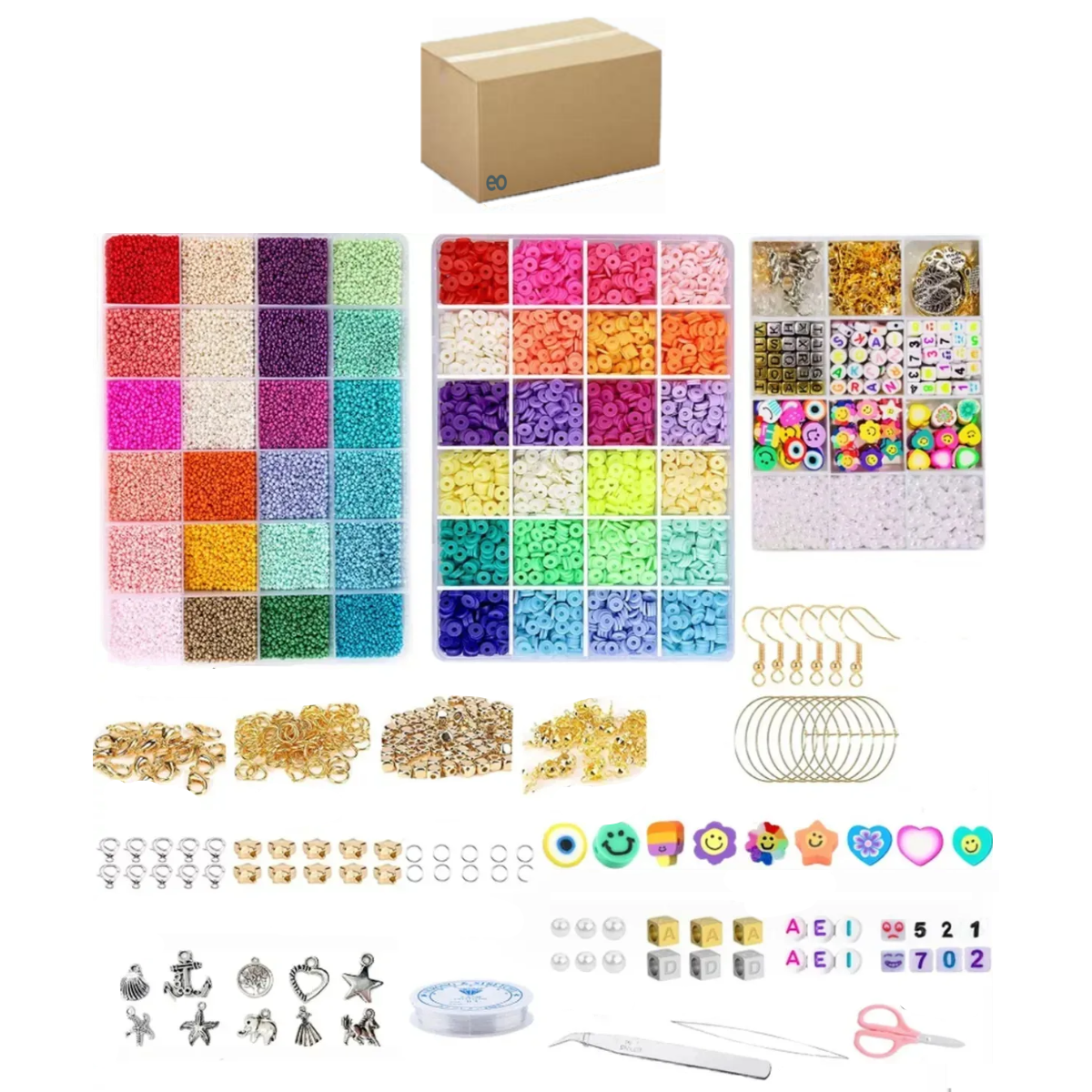 Kit Para Hacer Pulseras Cuentas 17800 Pcs Eo Safe Imports Esi-19639 Multicolor