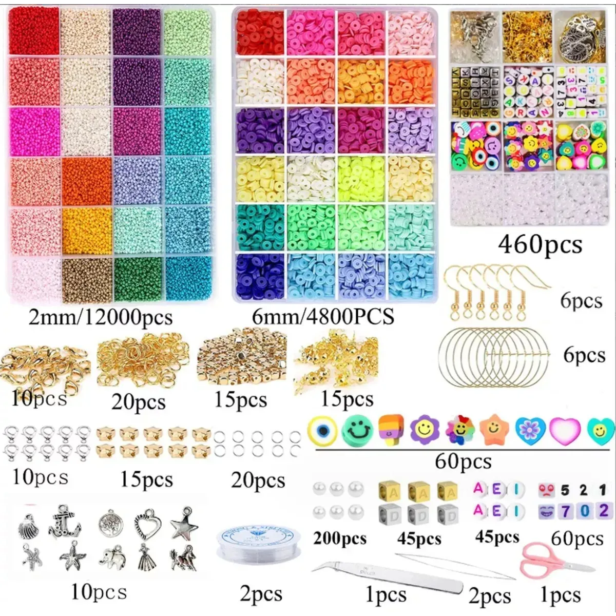 Foto 3 pulgar | Kit Para Hacer Pulseras Cuentas 17800 Pcs Eo Safe Imports Esi-19639 Multicolor