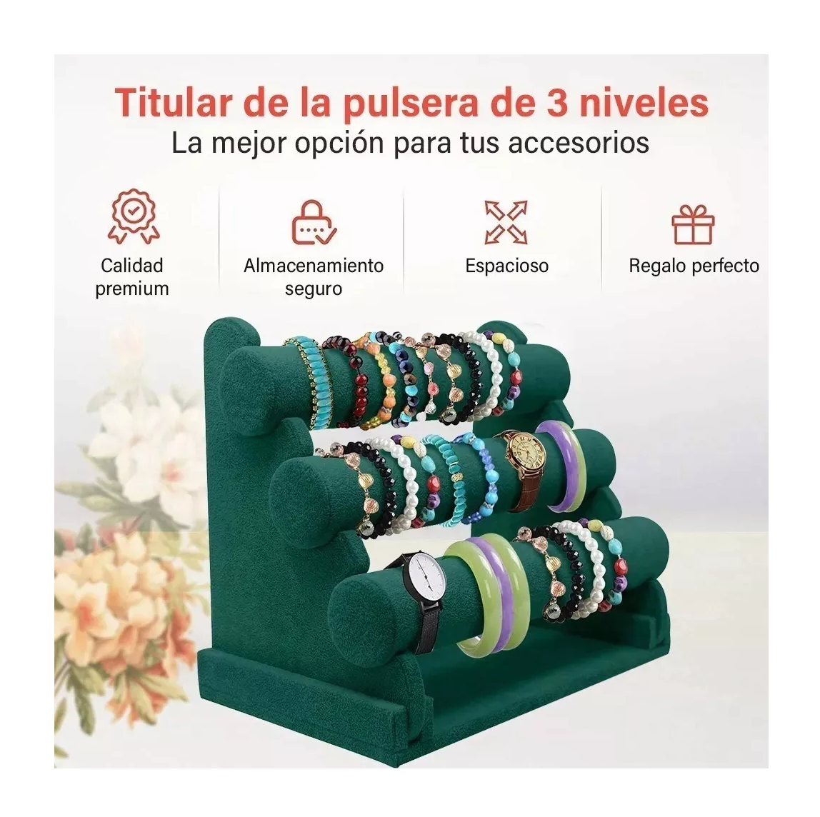 Foto 5 pulgar | Exhibidor Porta Pulsera con 3 Niveles Plegable color Verde