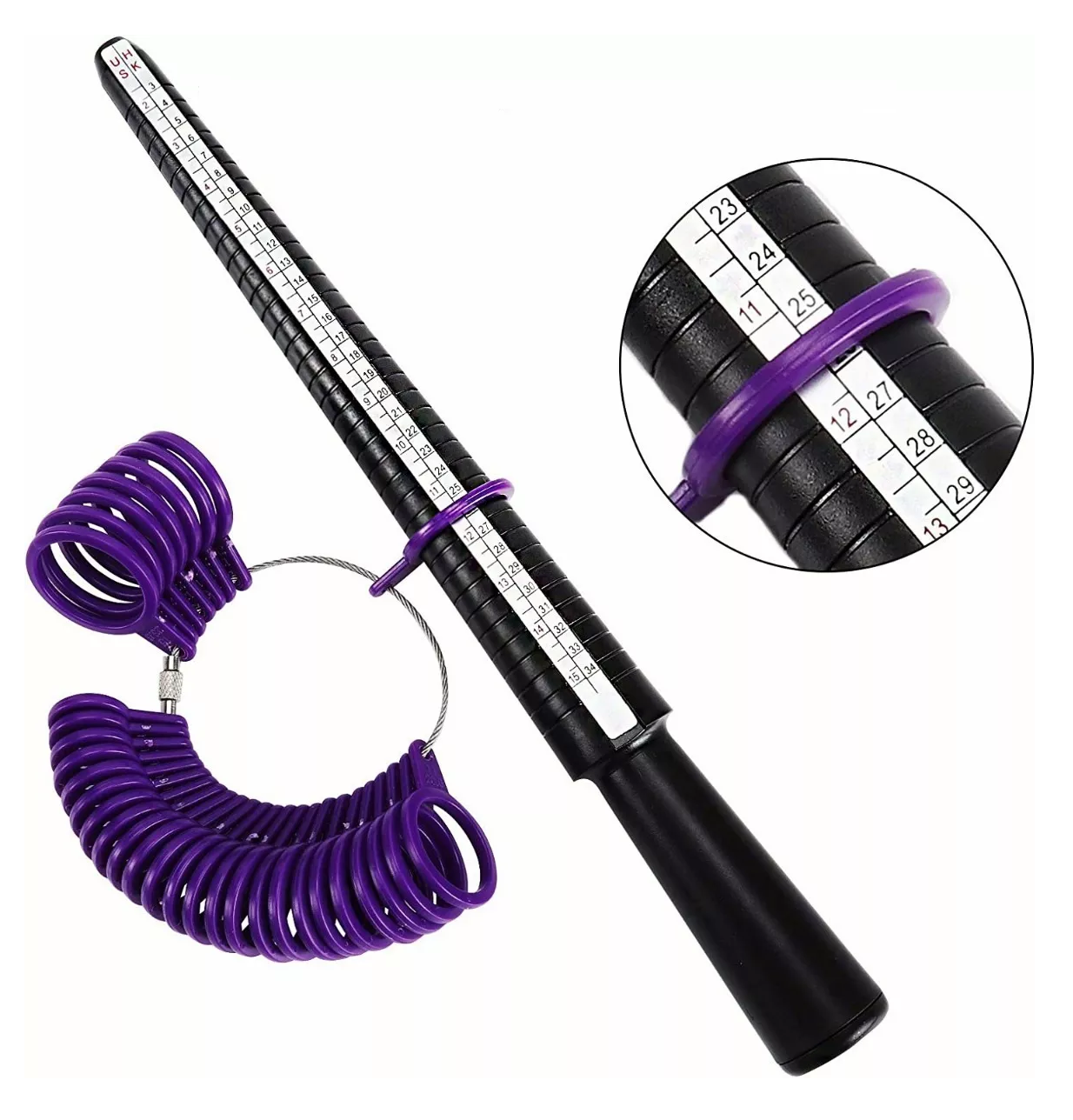 Foto 4 pulgar | Juego De Medidor De Anillos Y Anillero De Plástico, 3 Piezas Violeta