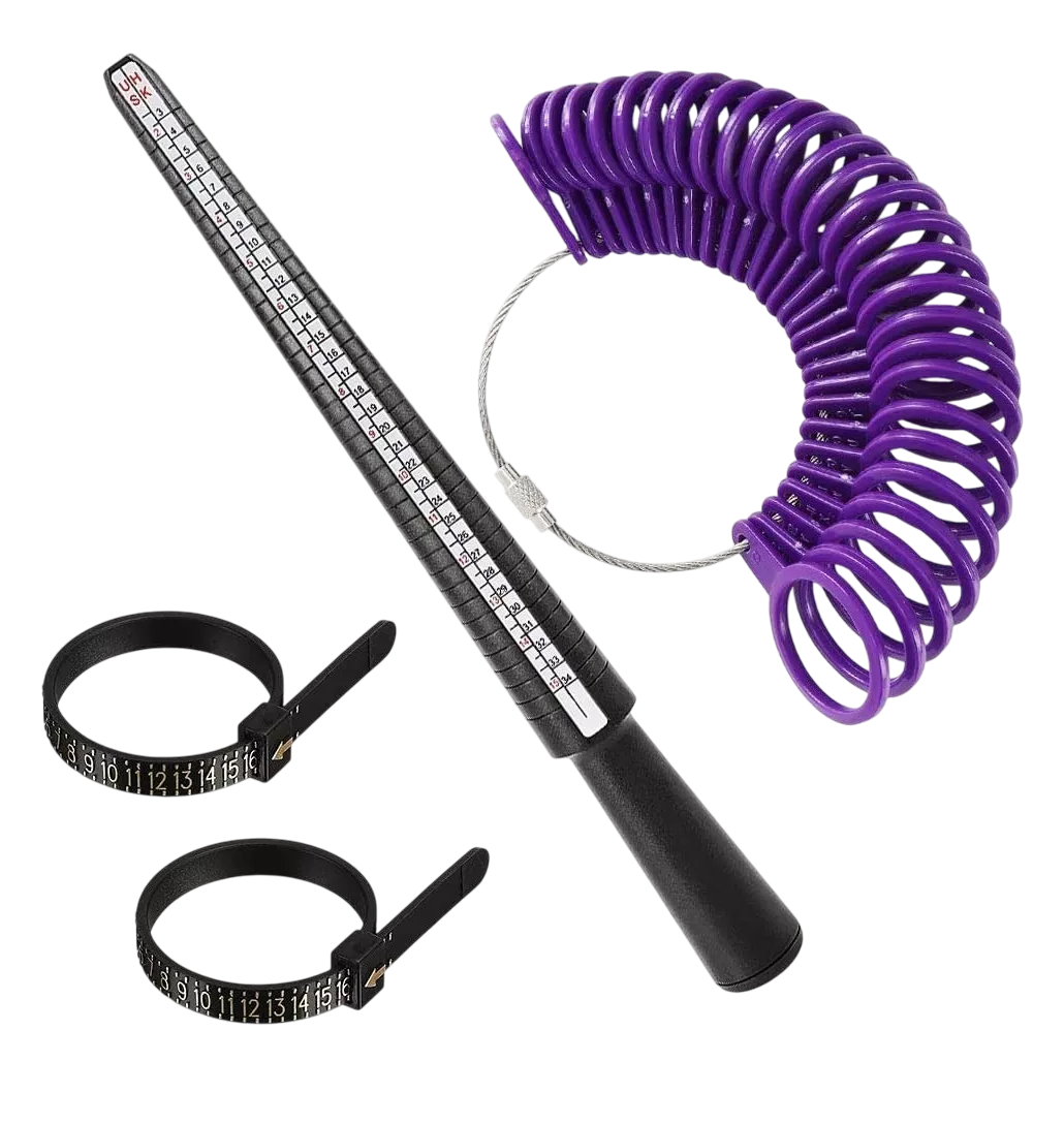 Foto 2 pulgar | Juego De Medidor De Anillos Y Anillero De Plástico, 3 Piezas Violeta