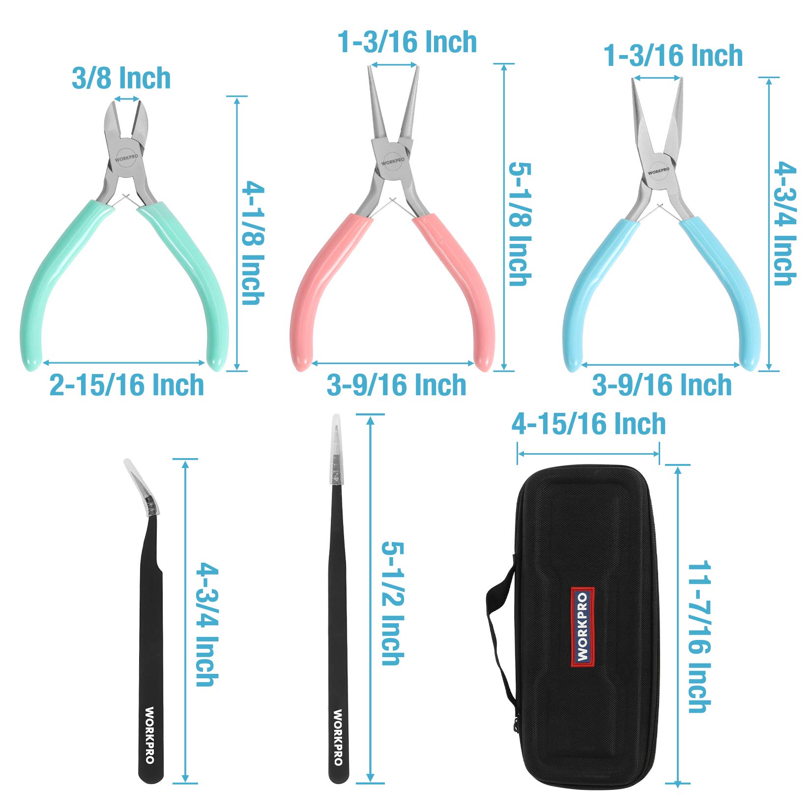 Foto 3 pulgar | Juego De Alicates Para Joyería Workpro De 5 Piezas Con Funda Para Hacer Joyas - Venta Internacional.
