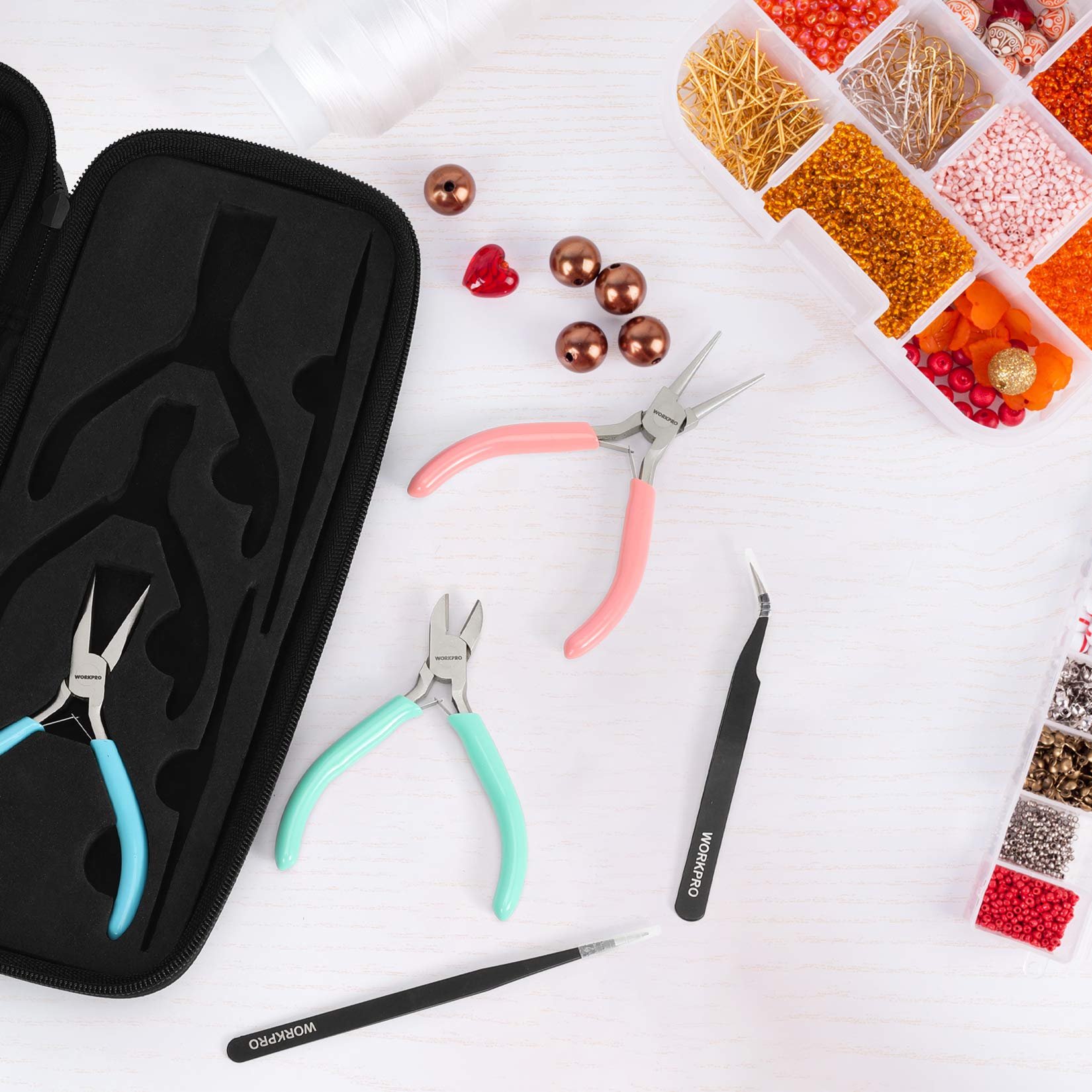 Foto 7 pulgar | Juego De Alicates Para Joyería Workpro De 5 Piezas Con Funda Para Hacer Joyas - Venta Internacional.