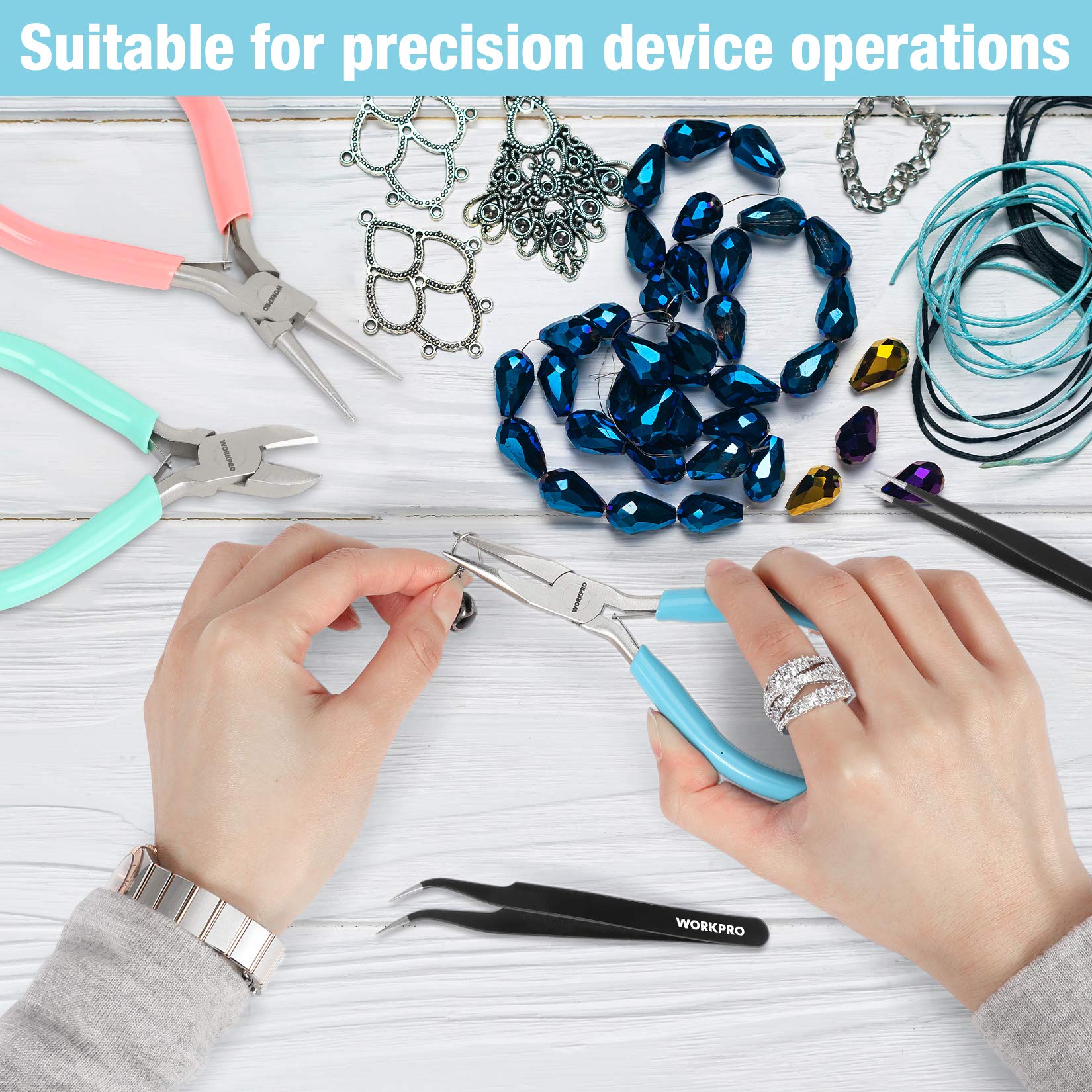 Foto 7 | Juego De Alicates Para Joyería Workpro De 5 Piezas Con Funda Para Hacer Joyas - Venta Internacional.