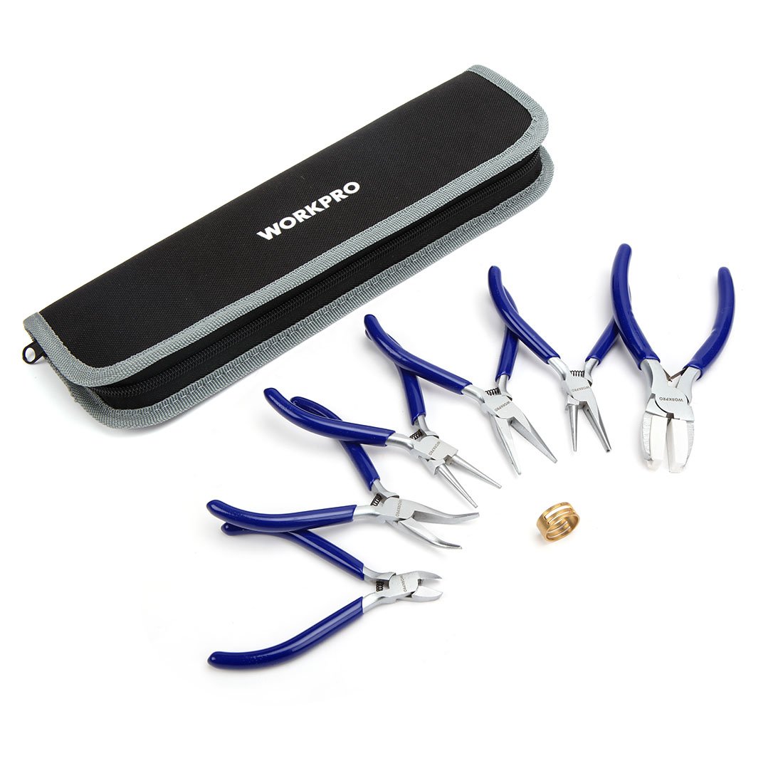 Juego De Alicates Para Joyería Workpro De 7 Piezas Con Funda De Transporte, Color Azul - Venta Internacional.