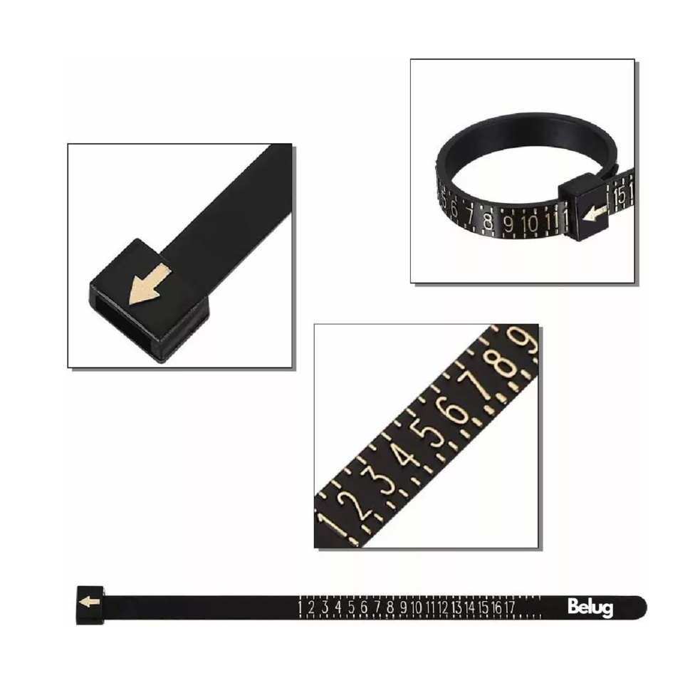 Foto 5 pulgar | Juego De Medidor De Anillos Y Anillero De Plástico, 3 Piezas Negro Belug