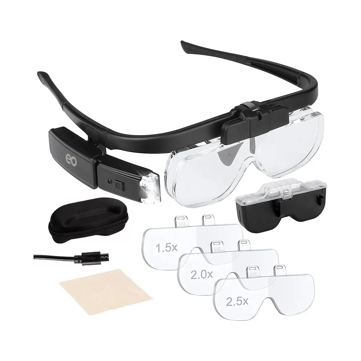 Lentes Lupa Luz Led Para Extensión De Pestañas, Microblading Eo Safe Imports Esi-18756 Negro