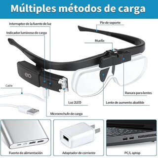 Foto 2 | Lentes Lupa Luz Led Para Extensión De Pestañas, Microblading Eo Safe Imports Esi-18756 Negro