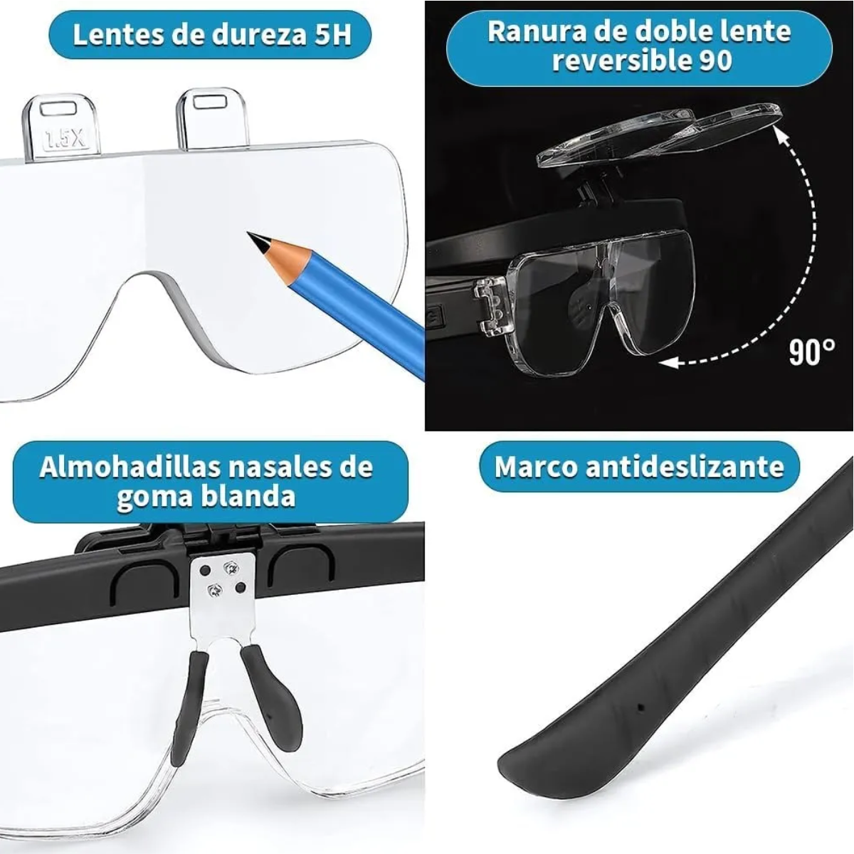 Foto 4 pulgar | Lentes Lupa Luz Led Para Extensión De Pestañas, Microblading Eo Safe Imports Esi-18756 Negro