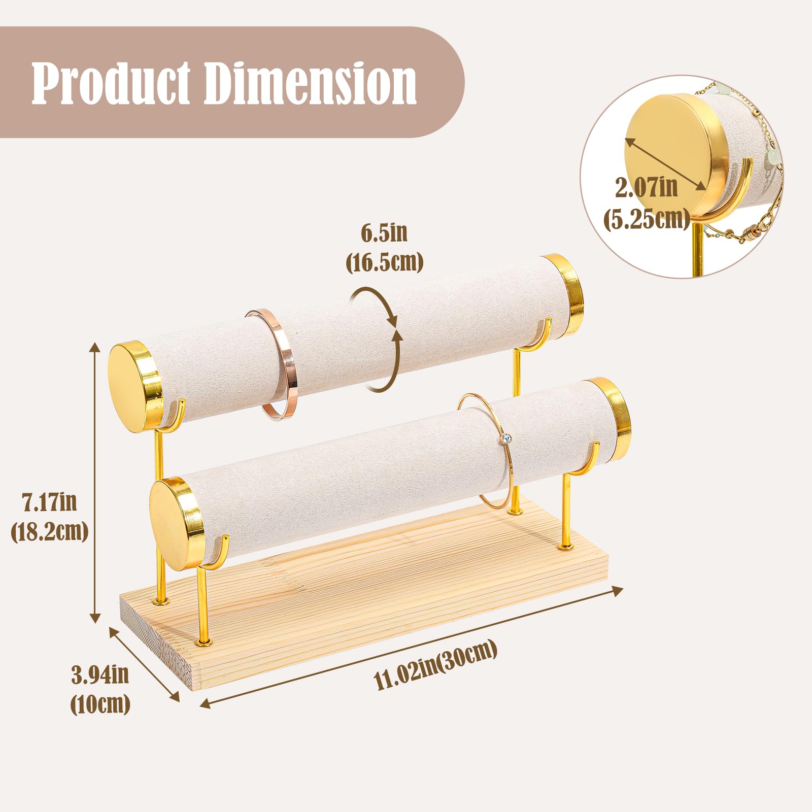 Foto 6 pulgar | Soporte Para Pulseras Procase, 2 Niveles, Envuelto En Terciopelo Beige - Venta Internacional.
