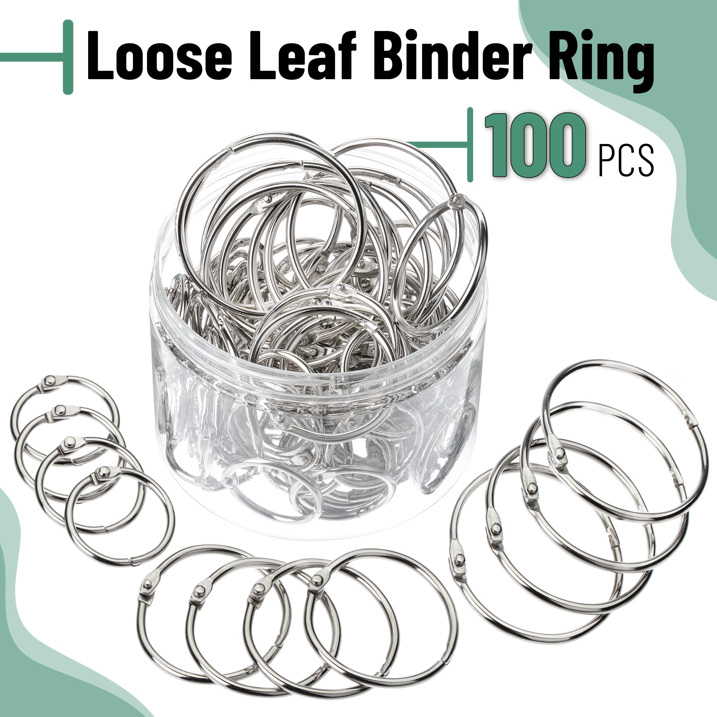 Foto 3 pulgar | Binder Ring Mr. Pen Loose Leaf, Paquete De 100 Unidades, 3 Tamaños, Plata - Venta Internacional.