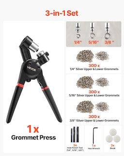 Foto 3 | Kit De Herramientas Con Ojales Vevor 900 Piezas Con Alicates De Prensa Manual Y Punzón - Venta Internacional.