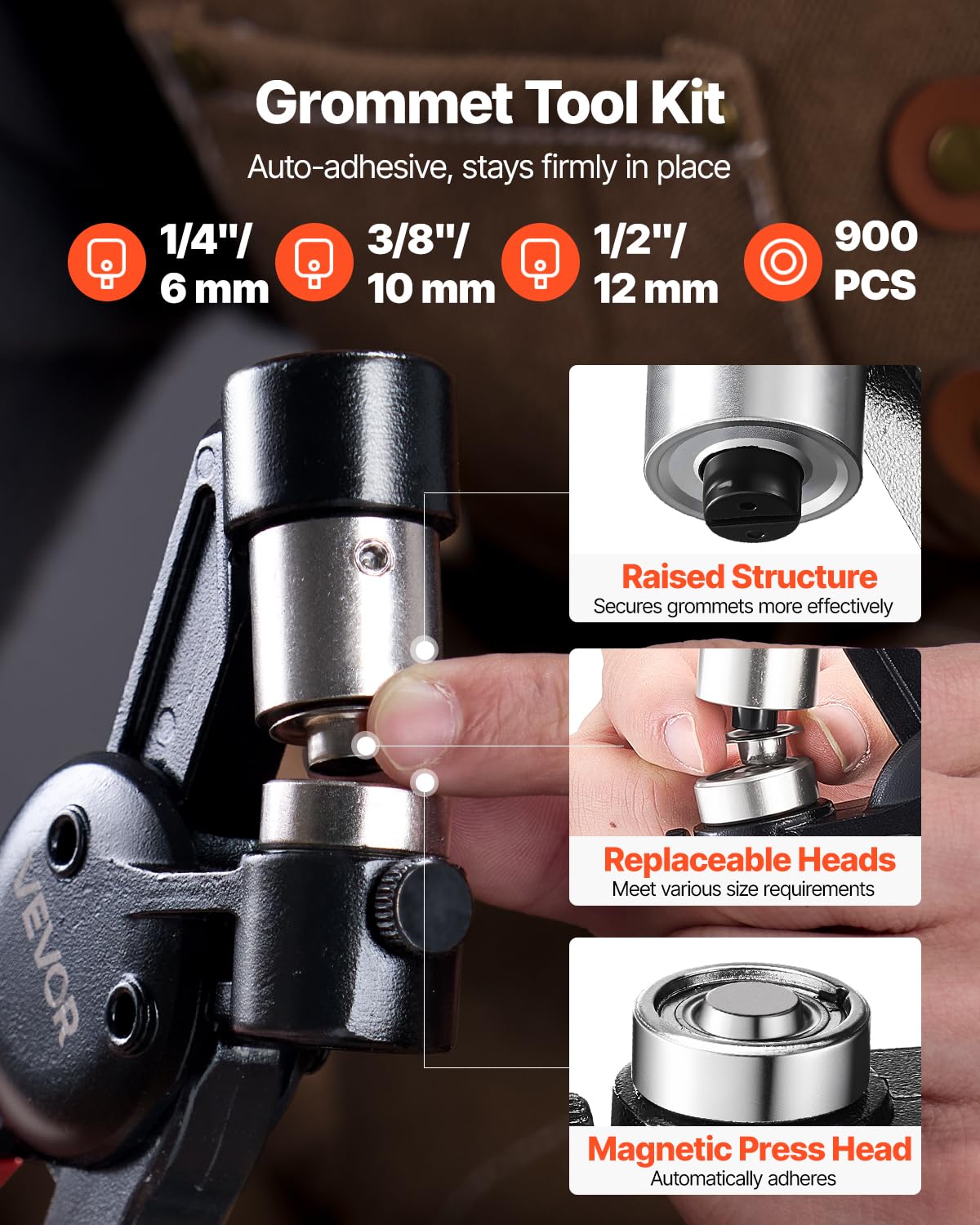 Foto 3 pulgar | Kit De Herramientas Con Ojales Vevor  900 Piezas  Con Alicates De Prensa Manual Y Punzón - Venta Internacional.