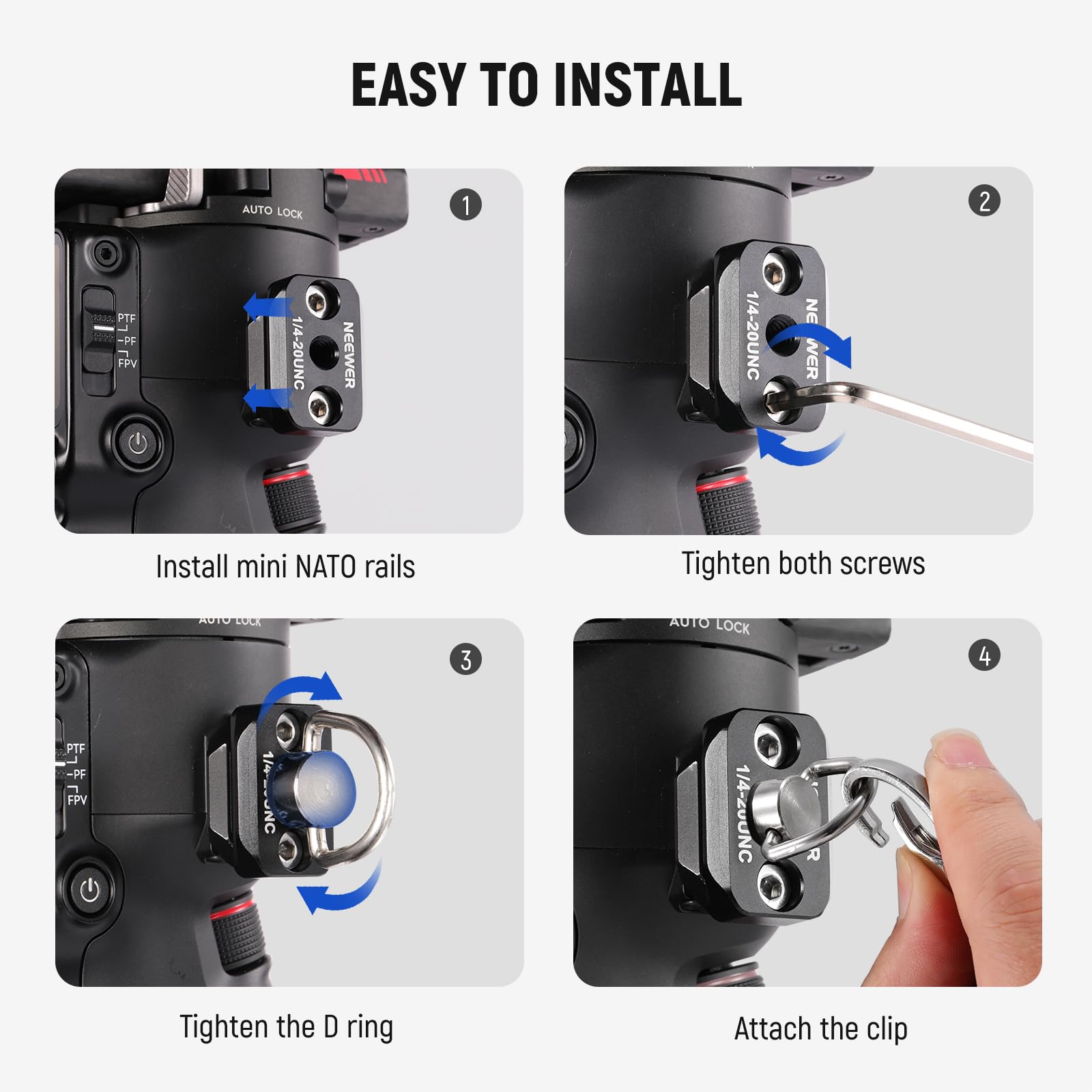 Foto 4 pulgar | Correa De Cuello Neewer Rs4 Rs3 Con Rieles Nato Para Dji Gimbal - Venta Internacional.