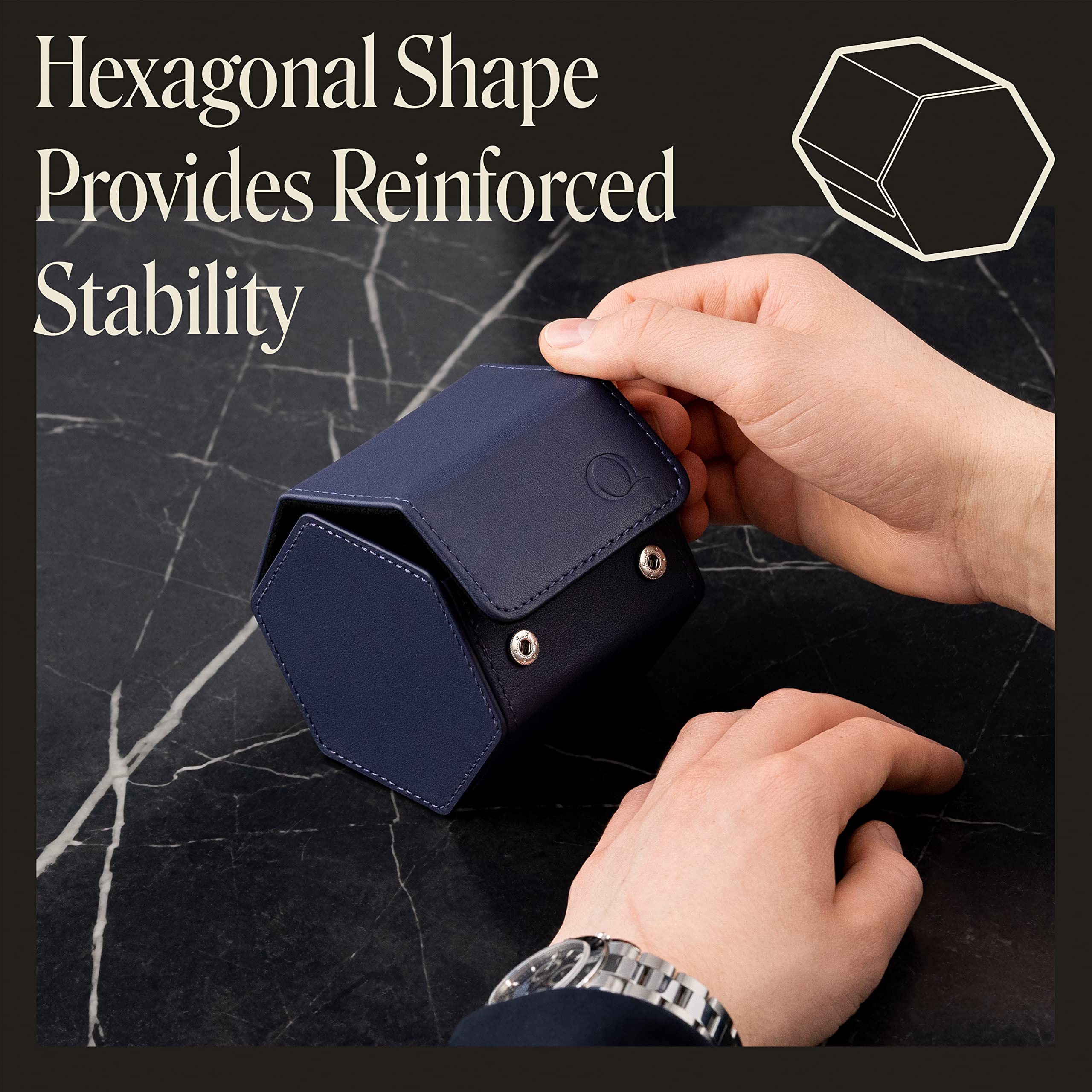 Foto 5 pulgar | Venta Internacional-Funda De Reloj Qwatchbands De Piel Con Hexágono para Hombre