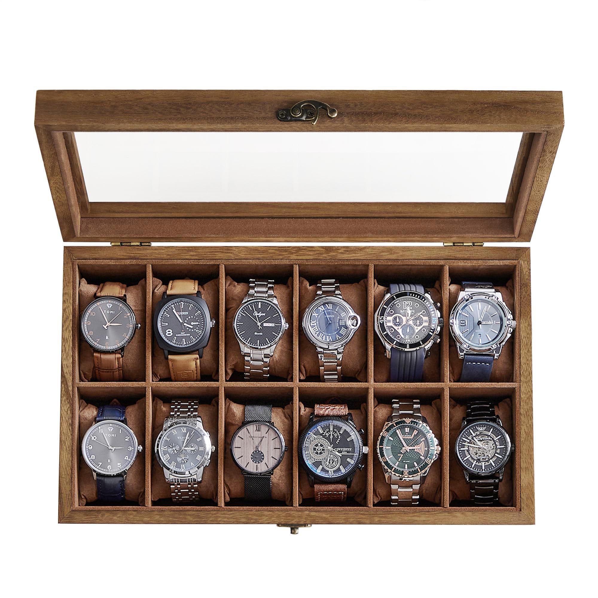 Foto 2 pulgar | Watch Box Songmics Organizador De Madera De Nogal Rústico Con 12 Ranuras - Venta Internacional.
