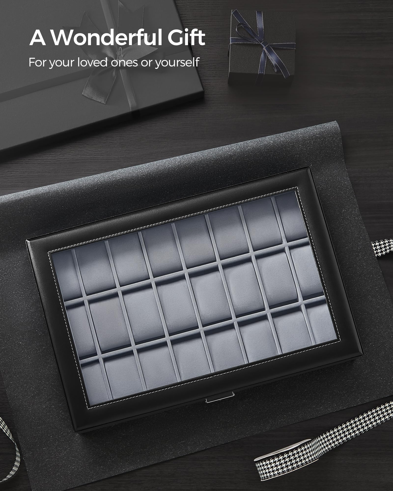 Foto 8 pulgar | Watch Box Songmics Con Cierre De 24 Ranuras Y Tapa De Cristal, Color Negro - Venta Internacional.