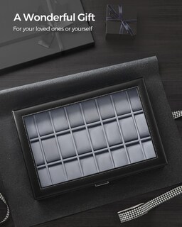 Foto 7 | Watch Box Songmics Con Cierre De 24 Ranuras Y Tapa De Cristal, Color Negro - Venta Internacional.