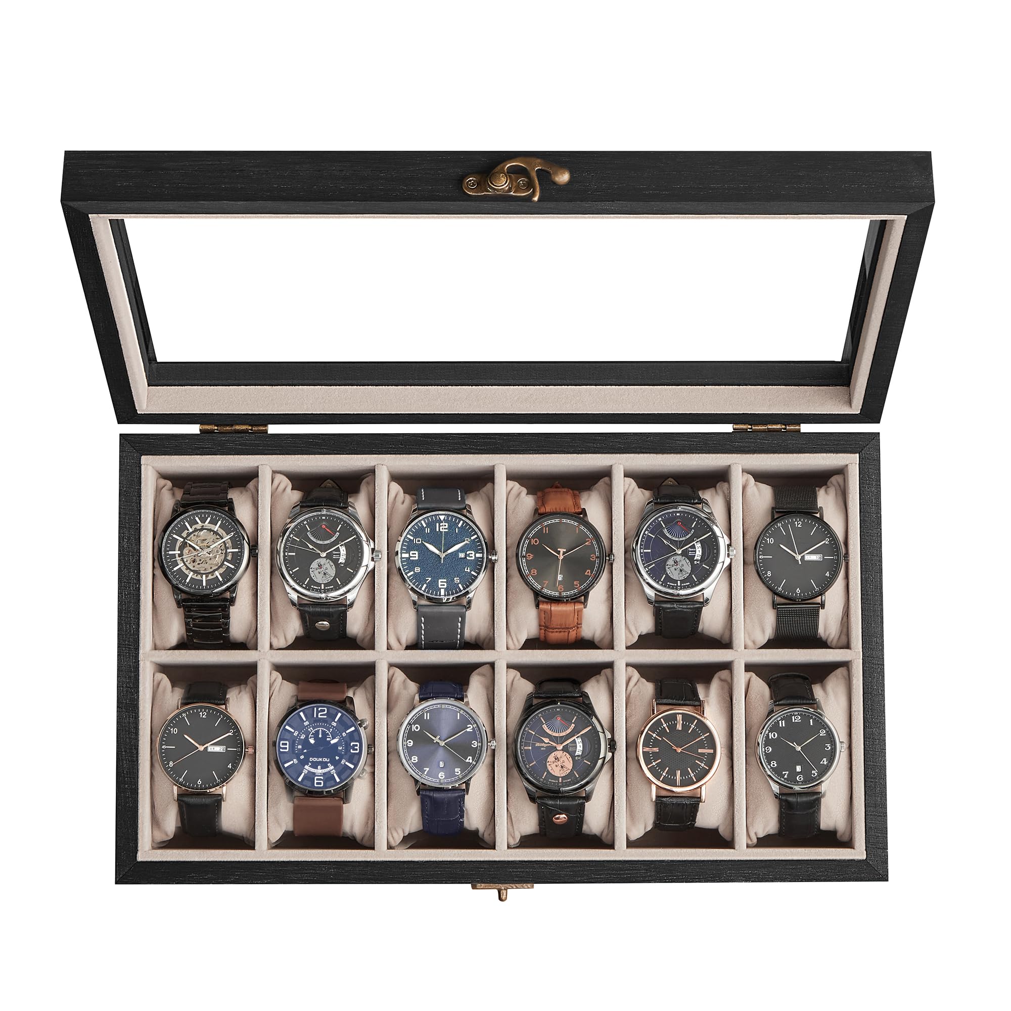 Foto 2 pulgar | Organizador de Madera Songmics con 12 Ranuras Negro - Venta Internacional