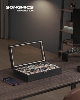 Foto 2 | Organizador de Madera Songmics con 12 Ranuras Negro - Venta Internacional
