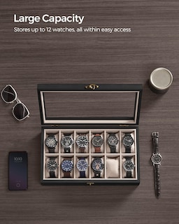 Foto 4 | Organizador de Madera Songmics con 12 Ranuras Negro - Venta Internacional