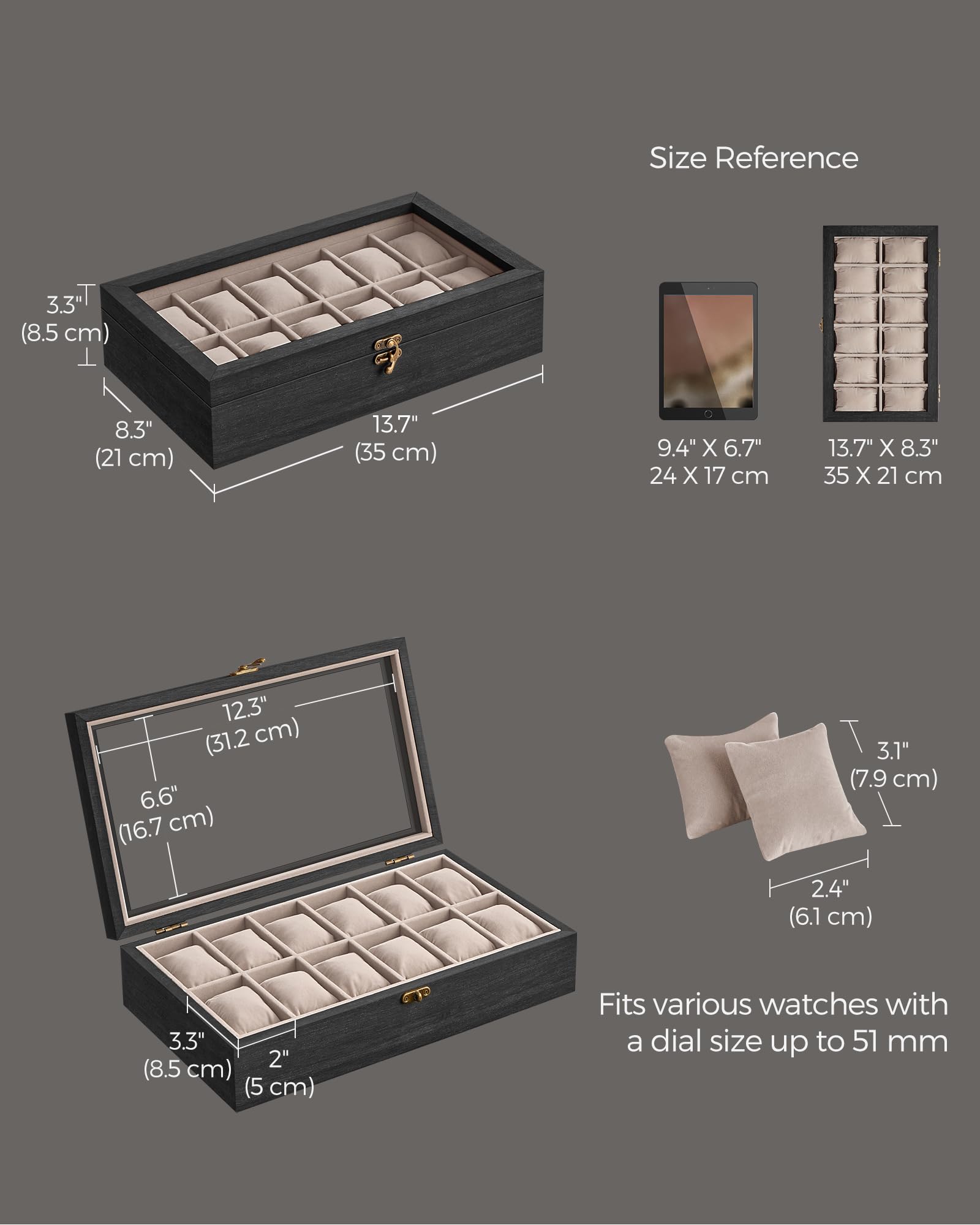 Foto 6 pulgar | Organizador de Madera Songmics con 12 Ranuras Negro - Venta Internacional