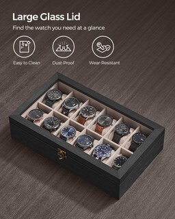 Foto 6 | Organizador de Madera Songmics con 12 Ranuras Negro - Venta Internacional