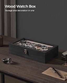 Foto 7 | Organizador de Madera Songmics con 12 Ranuras Negro - Venta Internacional