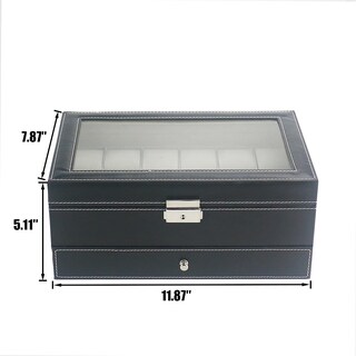 Foto 6 | Caja De Almacenamiento Para Relojes Ogrmar De 12 Ranuras De Piel Sintética Con Cierre, Negra - Venta Internacional.