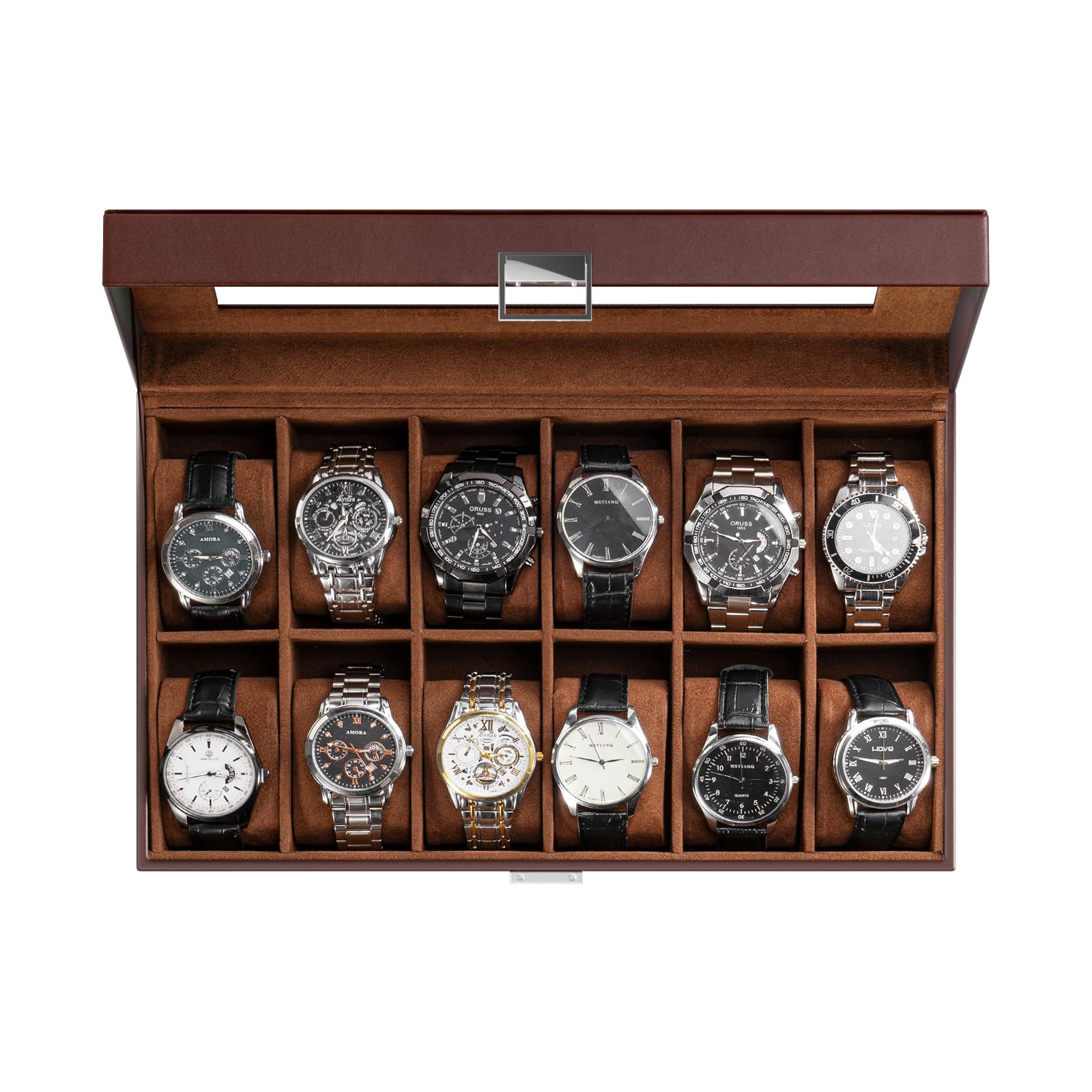 Foto 2 pulgar | Caja Organizadora Procase De 12 Ranuras De Piel Sintética Para Hombre, Color Marrón - Venta Internacional.