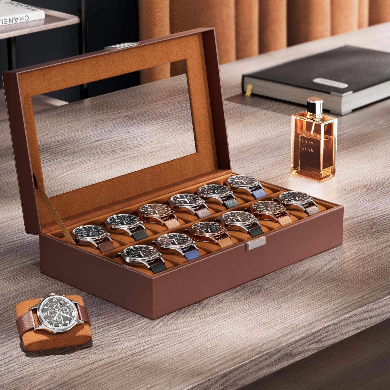 Foto 2 | Caja Organizadora Procase De 12 Ranuras De Piel Sintética Para Hombre, Color Marrón - Venta Internacional.