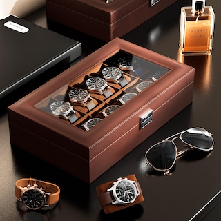 Foto 3 | Caja Organizadora Procase De 12 Ranuras De Piel Sintética Para Hombre, Color Marrón - Venta Internacional.