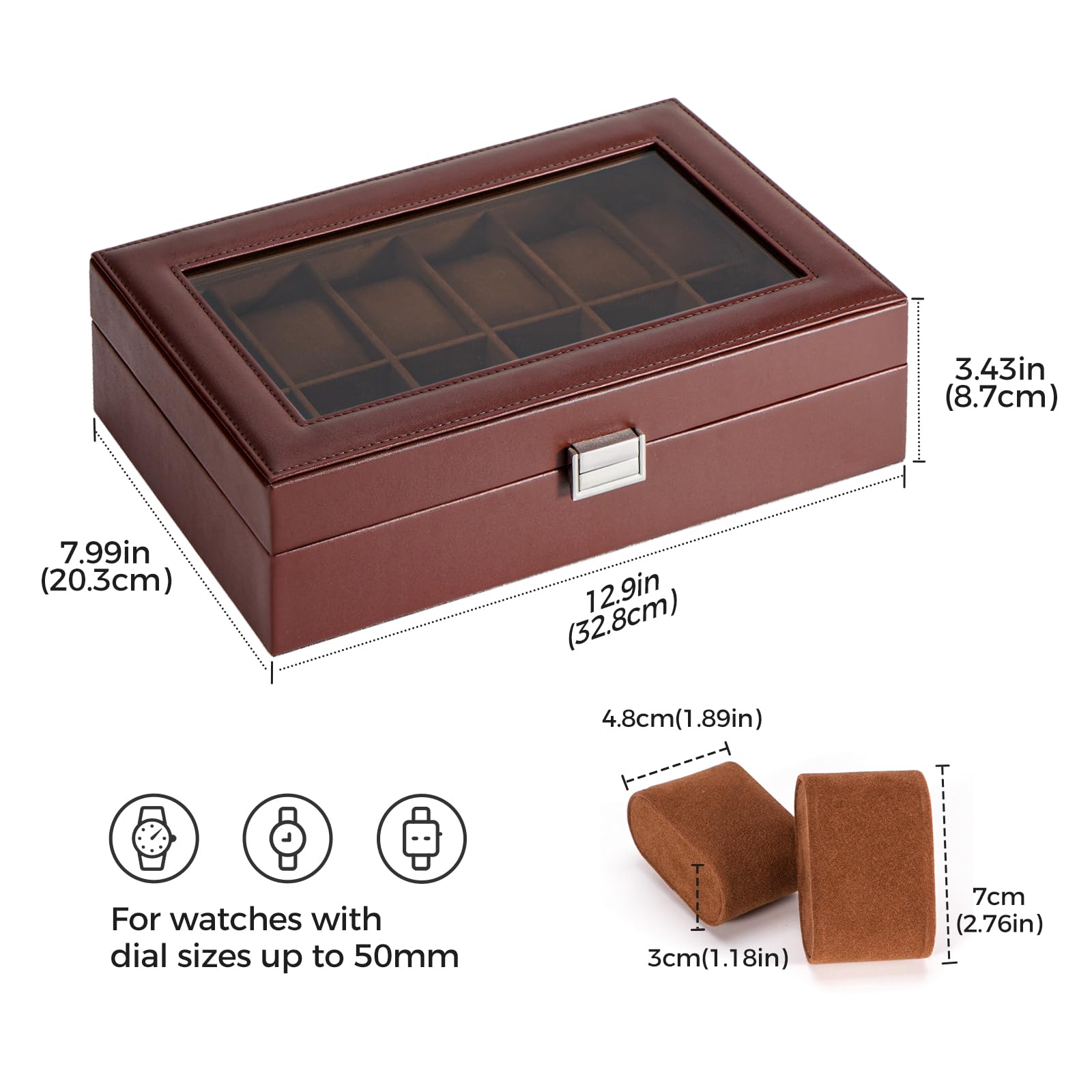 Foto 6 pulgar | Caja Organizadora Procase De 12 Ranuras De Piel Sintética Para Hombre, Color Marrón - Venta Internacional.