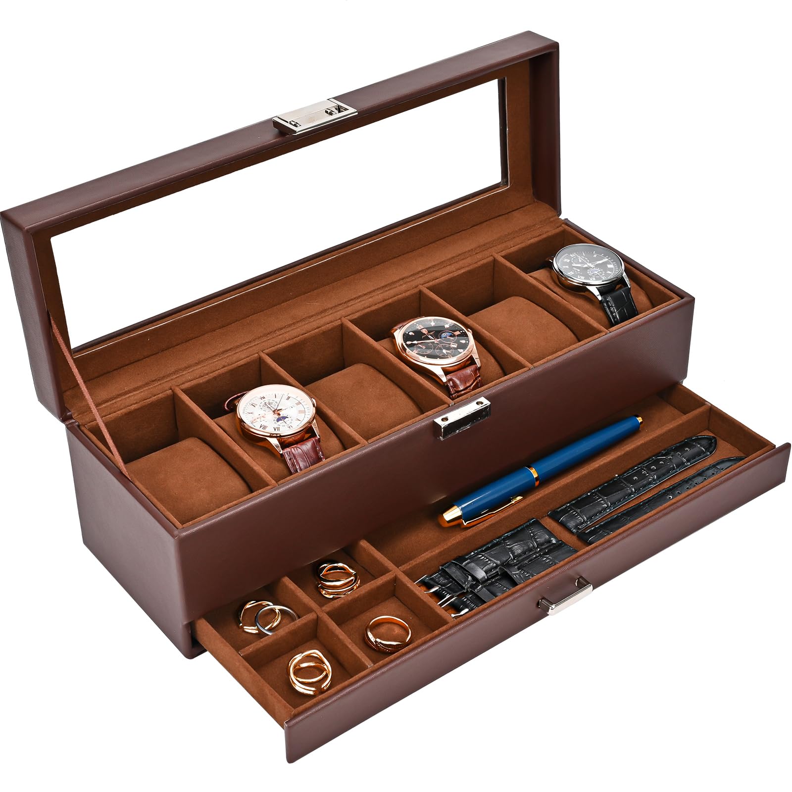 Foto 2 pulgar | Estuche Procase Marrón para Relojes-Venta Internacional