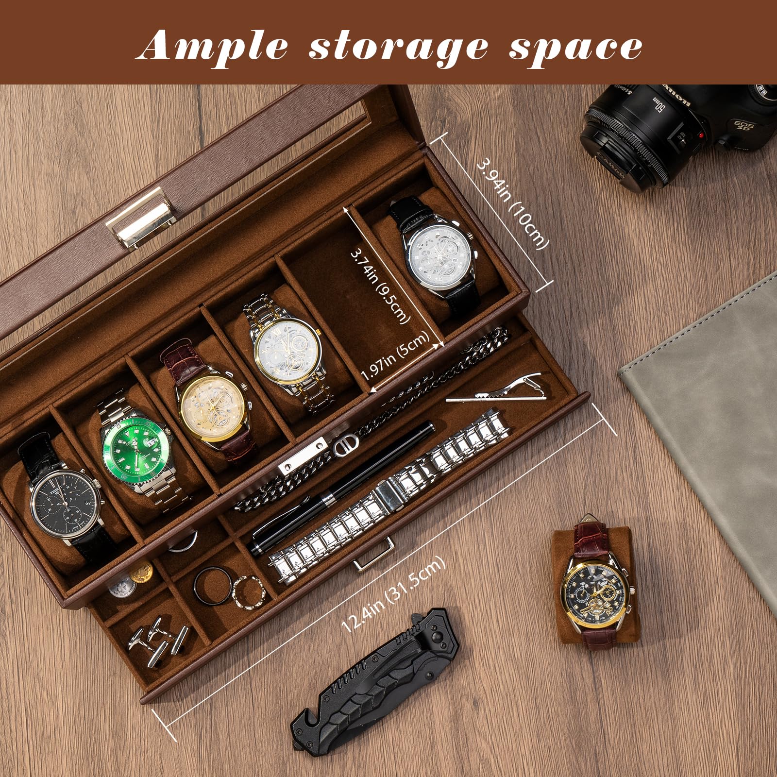 Foto 3 pulgar | Estuche Procase Marrón para Relojes-Venta Internacional