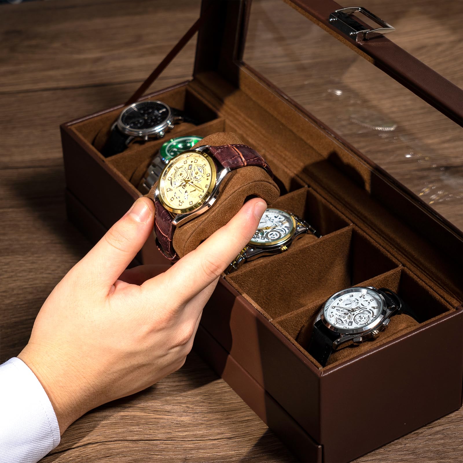 Foto 5 pulgar | Estuche Procase Marrón para Relojes-Venta Internacional
