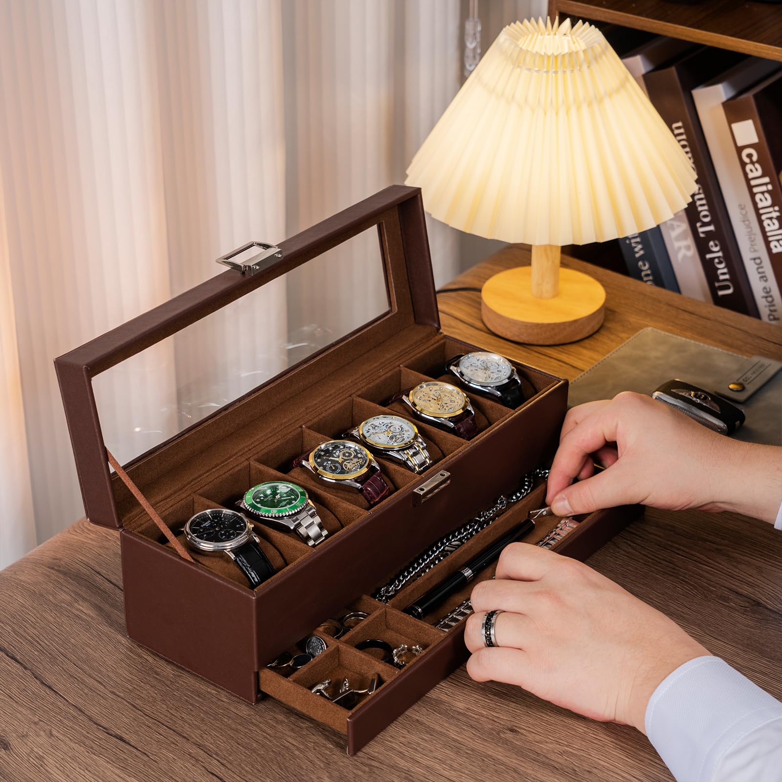 Foto 6 pulgar | Estuche Procase Marrón para Relojes-Venta Internacional
